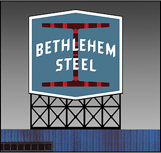 Bethlehem Steel Animated Neon Billboard -- 3 x 3-13/16"  7.6 x 9.7cm