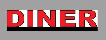 Diner Double-Sided Rotating Sign -- Sign: 2-1/2 x 5/8"  6.4 x 1.7cm, 2"  5.1cm Tall Mast w/3-3/16"  3.1cm Bas