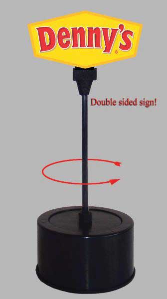 Denny's Double-Sided Rotating Sign - Light Works USA -- 2"  5.1cm Tall Mast w/3-3/16"  3.1cm Base
