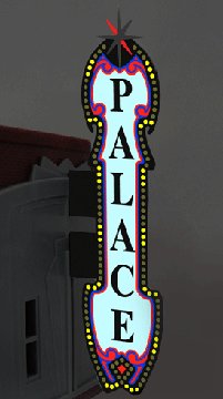 Animated Neon Sign for HO & O Scales - Kit -- Vertical Theater Sign (Includes 6 Name Overlays) - 5/8 x 3"  1.6 x 7.6cm