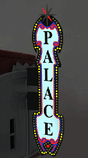 Animated Neon Sign for HO & O Scales - Kit -- Vertical Theater Sign (Includes 6 Name Overlays) - 5/8 x 3"  1.6 x 7.6cm