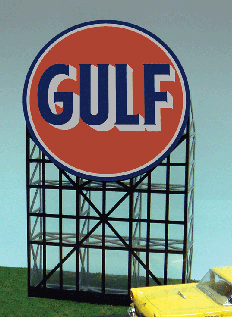 Animated Neon Billboard for HO & O Scales - Kit -- Gulf Gasoline 4-1/2 x 7-7/8" Tall