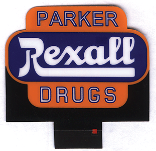Rexall Animated Neon Billboard -- 1-1/2 x 2-1/8"  3.8 x 5.4cm