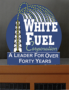 Animated Neon Billboards -- White Fuel - 3.8 x 3.4"  9.7 x 8.6cm