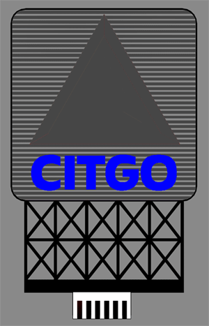 Citgo Animated Neon Billboard -- Small for HO & N Scales 1-1/4 x 1-7/8"  3.2 x 4.8cm