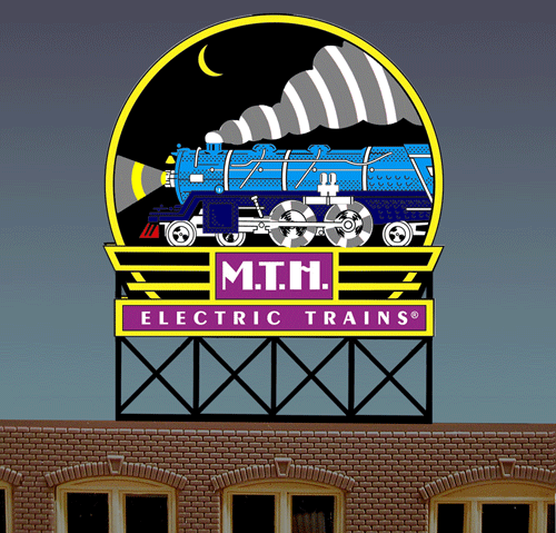 MTH Electric Trains Animated Neon Rooftop Billboar
