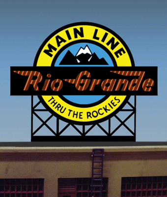 Denver & Rio Grande Western Animated Neon Billboard - Light Works USA(TM) -- Large for HO/O 3-1/2 x 4"  8.9 x 10.2cm