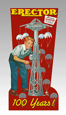 AC Gilbert Erector 100 Year Anniv. Animated Neon Billboard - Light Works USA -- Large for HO & O Scales 4-11/16 x 2-5/16" 11.8 x 5.8cm