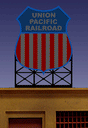 Union Pacific Animated Roadside Billboard - Light Works USA -- For HO & O Scales 5 x 6"  12.7 x 15.2cm