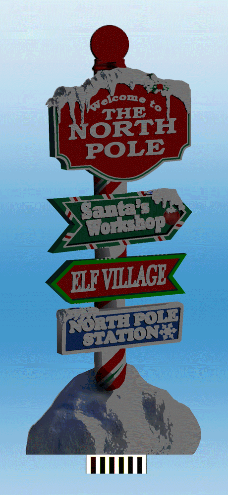 North Pole Christmas Animated Neon Sign -- Large for HO and O Scales: 2-1/4 x 5-1/2"  5.7 x 14cm-1