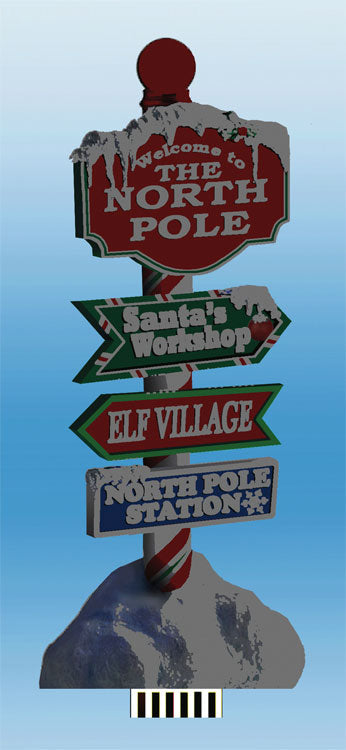 North Pole Christmas Animated Neon Sign -- Large for HO and O Scales: 2-1/4 x 5-1/2"  5.7 x 14cm-2