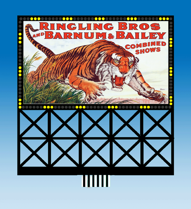 Circus Animated Billboard -- Large for HO and O Scales, 3-3/4"  9.5cm Square-3