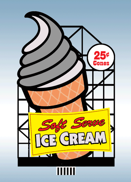 Ice Cream Cone Animated Billboard -- Large for HO and O Scales, 2-11/16 x 4-5/16"  6.9 x 10.9cm-1