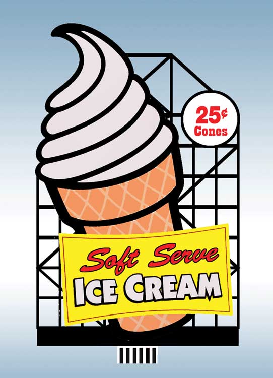 Ice Cream Cone Animated Billboard -- Large for HO and O Scales, 2-11/16 x 4-5/16"  6.9 x 10.9cm-2
