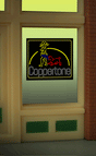 Coppertone Flashing Neon Window Sign - Light Works USA(TM) -- For HO/O Scales 2 x 2-3/16"  5.1 x 2.2cm