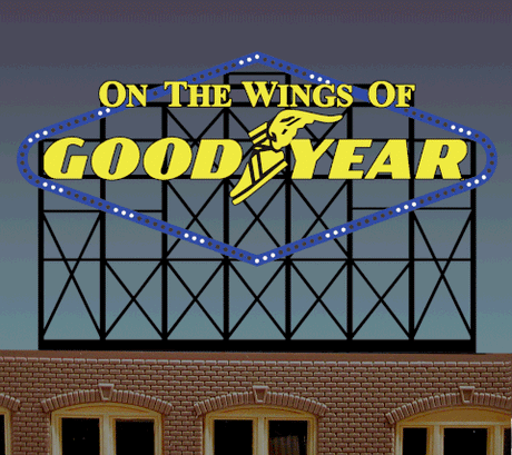 Goodyear Wings Animated Billboard -- Large for HO and O Scales: 5 x 3-5/16"  9.1 x 8.4cm