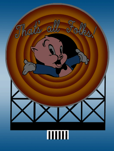 Looney Tunes That's all Folks! Animated Billboard -- Large for HO and O Scales: 3-5/8 x 4-7/16" 9.1 x 11.2cm