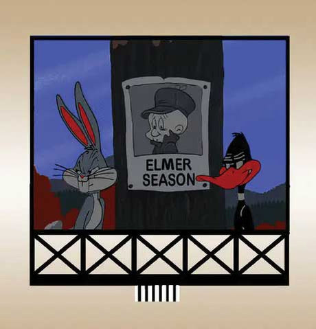 Looney Tunes Elmer Fudd, Bugs, Daffy Animated Billboard -- Large for HO and O Scales: 4 x 4"  10.2 x 10.2cm