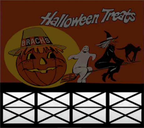 Brach's Halloween Treats Animated Billboard - Lightworks USA -- Large for HO & O Scale - 4-3/8 x 3-7/8"
