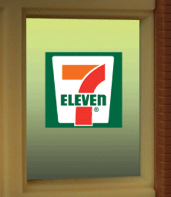 7-Eleven Flashing Neon Window Sign - Light Works USA(TM) -- For HO & O Scales 3/4 x 3/4" 1.9 x 1.9cm