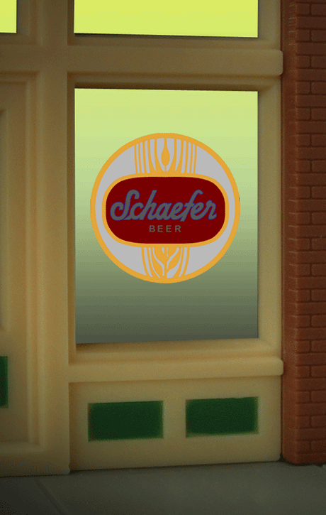 Schaefer Beer Flashing Neon Window Sign - Light Works USA(TM) -- For HO & O Scales 13/16 x 13/16" 1.9 x 1.9cm