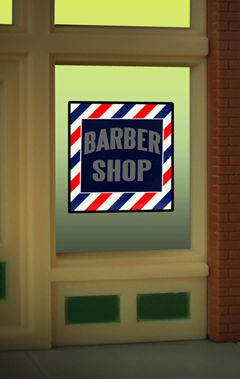 Barber Shop Flashing Neon Window Sign - Light Works USA(TM) -- For HO & O Scales 13/16 x 13/16" 1.9 x 1.9cm