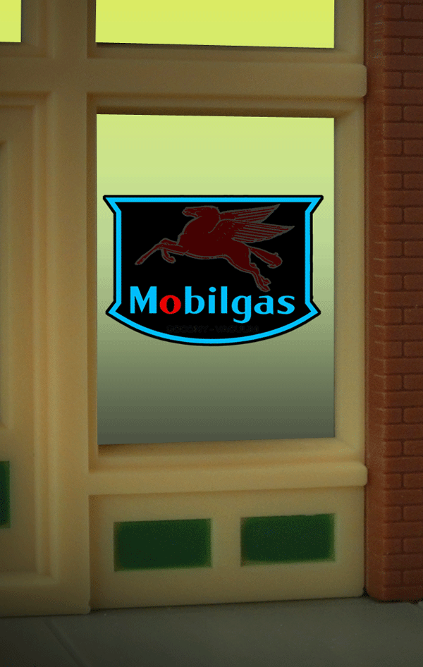 Mobil Flashing Neon Window Sign - Light Works USA(TM) -- Oversized Clear Background - Cut to as small as 7/8"  2.3cm Square