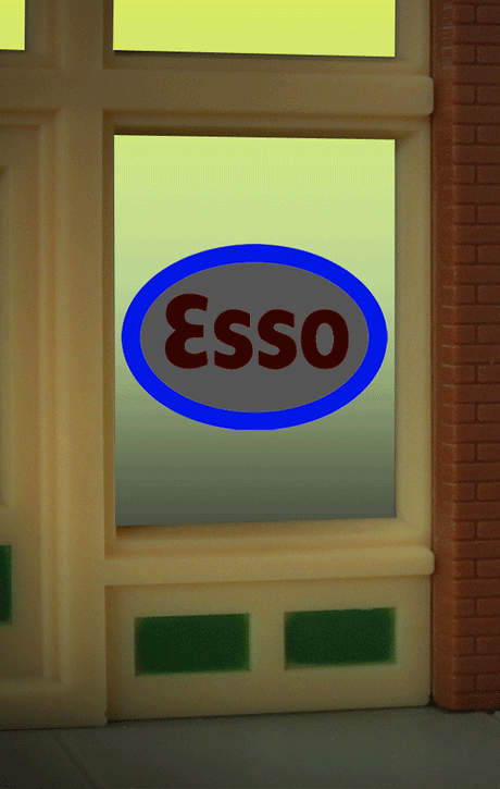 Esso Flashing Neon Window Sign - Light Works USA(TM) -- Oversized Clear Background - Cut to as small as 7/8"  2.3cm Square