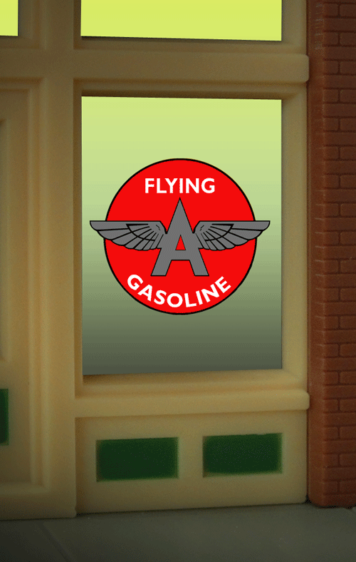Tidewater Flying A Animated Neon Window Sign -- Oversized Clear Background - Cut to as small as 7/8"  2.3cm Diameter