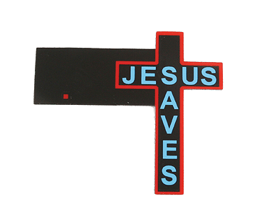 Animated Neon Side-Mount Double-Sided Building Sign -- Jesus Saves Cross Large for HO/O Scale 2 x 1-1/2"  5.1 x 3.8cm