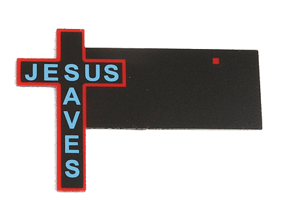 Animated Neon Side-Mount Double-Sided Building Sign -- Jesus Saves Cross Small for HO/N Scale 1 x 3/4"  2.5 x 1.9cm