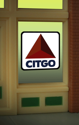 Citgo Animated Neon Window Sign -- Oversized Clear Background for HO & O  - Cut to as small as 7/8"  2.3cm Squ