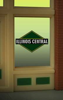 Illinois Central Animated Neon Window Sign - Light Works USA -- For HO & N Scales 7/8 x 7/8"  2.2 x 2.2cm
