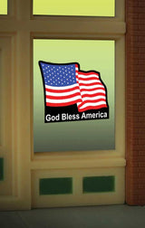 U.S. Flag Animated Neon Window Sign -- Oversized Clear Background for HO, O, Cut to as small as 7/8" 2.3cm Sq.-2