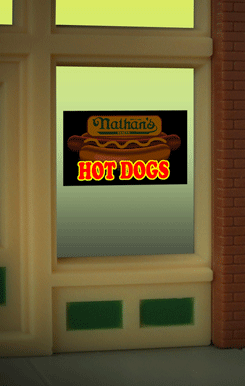 Nathan's Hot Dogs Flashing Neon Window Sign - Light Works USA -- Oversized Clear Background - Cut to as small as 7/8"  2.3cm Diameter