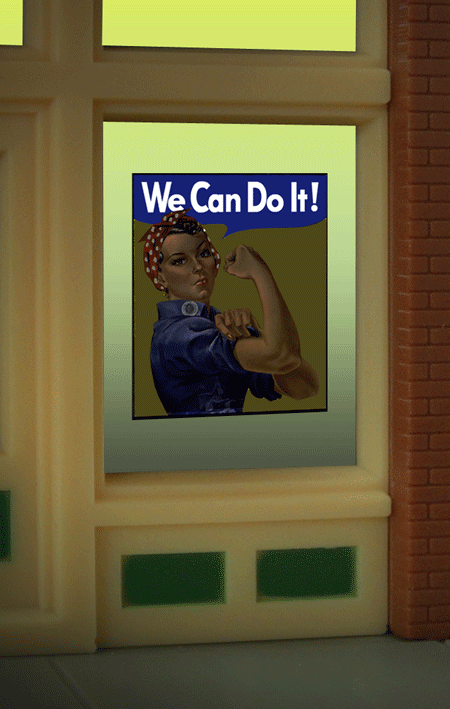 We Can Do It Animated Neon Window Sign -- For HO & O Scales - Cut to as small as 3/4 x 3/4" 1.9 x 1.9cm