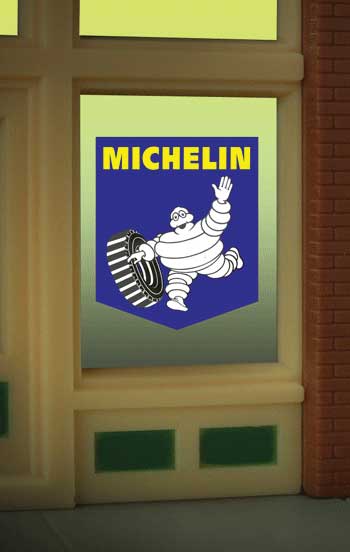 Michelin Flashing Neon Window Sign -- 2 x 2-3/16" 5.1 x 5.6cm