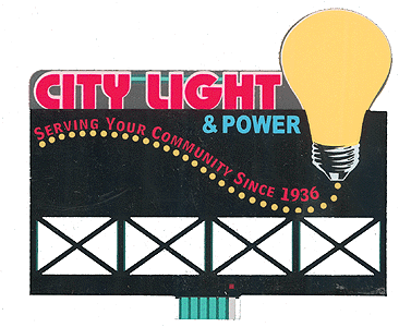 City Light & Power Animated Neon Billboard -- 3-3/4 x 2-7/8"  9.5 x 7.3cm