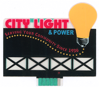 City Light & Power Animated Neon Billboard -- 2-1/2 x 1-7/8"  6.4 x 4.7cm
