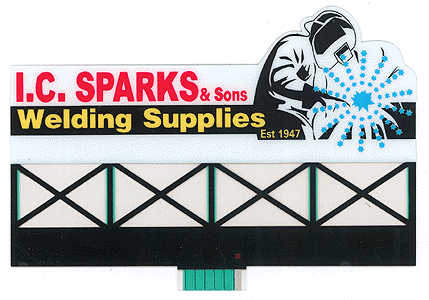 Animated Neon Billboard -- I.C. Sparks   Large 4.25 x 2.37"