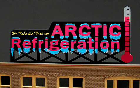 Animated Neon Billboard -- Arctic Refrigeration   Medium 2.8 x 1.8"