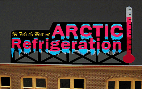 Animated Neon Billboard -- Arctic Refrigeration   Medium 2.8 x 1.8"