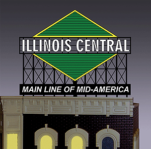 Illinois Central Sign -- 3-21/32 x 4-1/4" Suitable for HO & O Scales