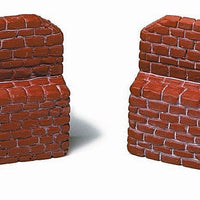 Stone Bridge Abutment Set (One-Piece, Painted Plaster Casting) -- Red