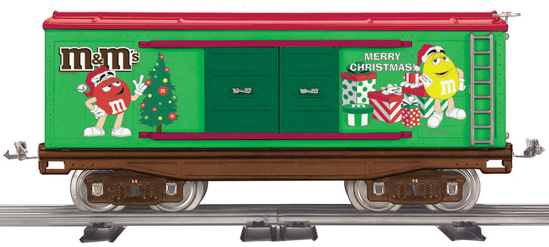 Lionel Corp. #214 Boxcar - 3-Rail Standard Gauge - Ready to Run -- M&M's (Christmas, green, red)