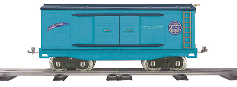 No. 214 1-1/2-Door Boxcar - 3-Rail Standard Gauge - Ready to Run -- Central Railroad of New Jersey (2-Tone Blue, Blue Comet Logo)-1