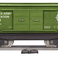 No. 214 1-1/2-Door Boxcar - 3-Rail Standard Gauge - Ready to Run -- US Army Transportation Corps (olive, USATC Logo)