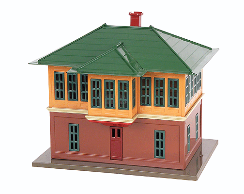 #437 Switch (Interlocking) Tower - Lionel Corp. -- Assembled (Terra Cotta, Pea Green) 11-7/8 x 7-9/16 x 9-1/4"  30 x 19 x 23cm