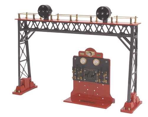 Lionel Corp. #440 Signal Bridge (Position Light) & Control Panel - Operating -- Gray, Red 20-1/2 x 3-1/4 x 8-1/4"  52.1 x 8.3 x 21cm  CANCELLED BY SUPPLIER