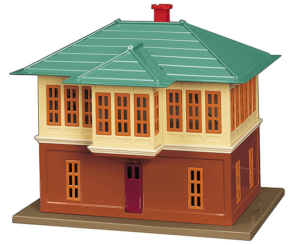 #437 Switch (Interlocking) Tower - Lionel Corp. -- Assembled (Terra Cotta, Pea Green) 11-7/8 x 7-9/16 x 9-1/4"  30 x 19 x 23cm-1